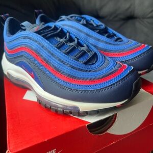 Nike Blue and Red Air Max 97 Sneakers